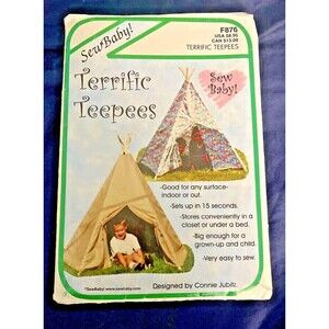 SEW BABY F876 Sewing Pattern for Terrific Teepees vintage